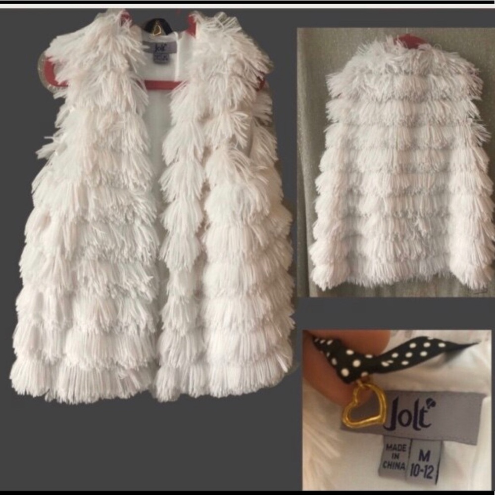Jolt white faux fur vest girl’s size 10-12